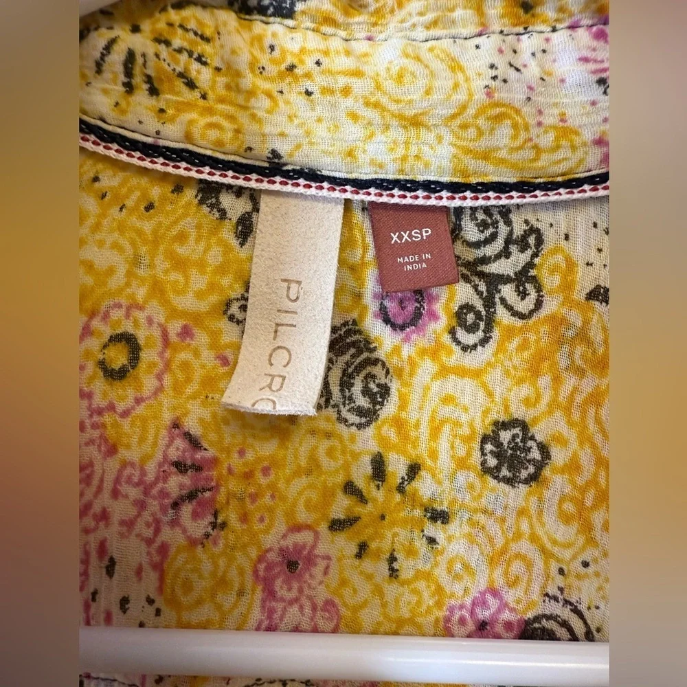 Pilcro | Anthropologie Smocked Buttondown Boho Blouse Women’s Size XXSP